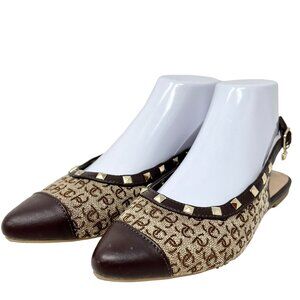 Juicy‎ Couture Poetry Womens Logo Brown Brown Point Toe Flat Sling Back Size 8M